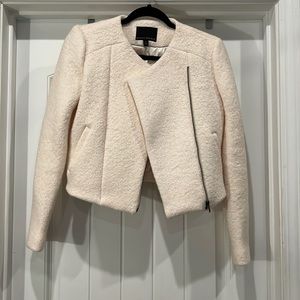Banana Republic Cream Bomber Crop Moto Jacket; size 2; NEVER WORN